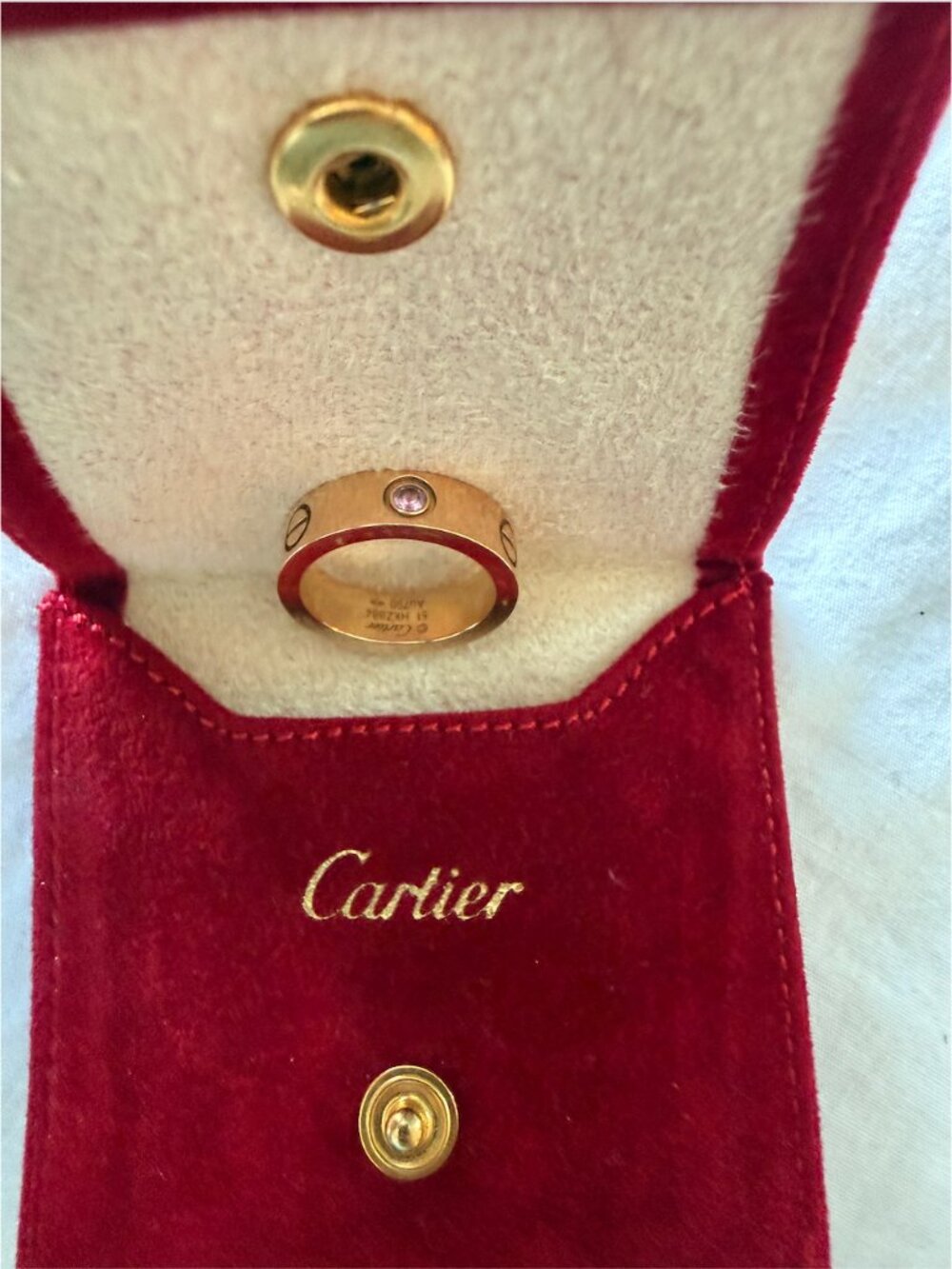 Rare Limited Edition Cartier Rose Gold Pink Sapphire Ring w/ Box & COA - Size 51 - Picture 6 of 7